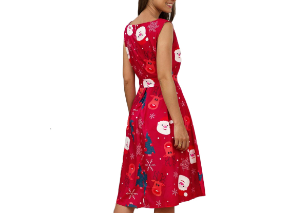 Women's Christmas Sleeveless Dress - Available in Two Colours & Five Sizes