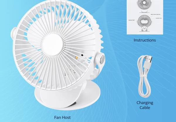 Portable 360 Rotation Clip-On Fan with Lights - Two Colours Available