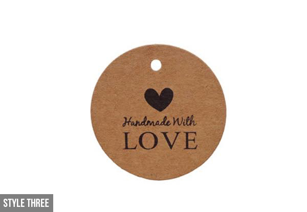 100-Pack of Kraft Tags with Twine - Four Styles Available