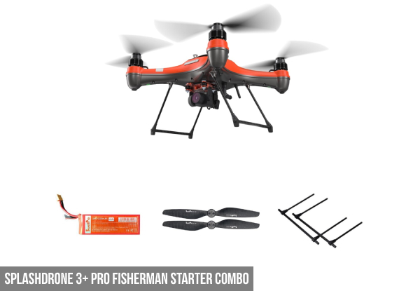Splashdrone 3+ Pro Fisherman with Extra Pair of Propellers - Option for Splashdrone 3+ Pro Fisherman Starter Combo with Extra Propellers, Craft Battery & Landing Gear