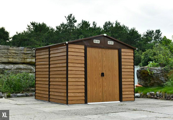 Wood Grain Look Steel Shed • GrabOne NZ