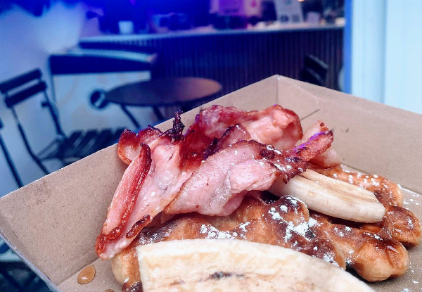 Delicious Hot Waffles at Sweet As Waffle Hut in the Surfside Mall - Options for up to Four People