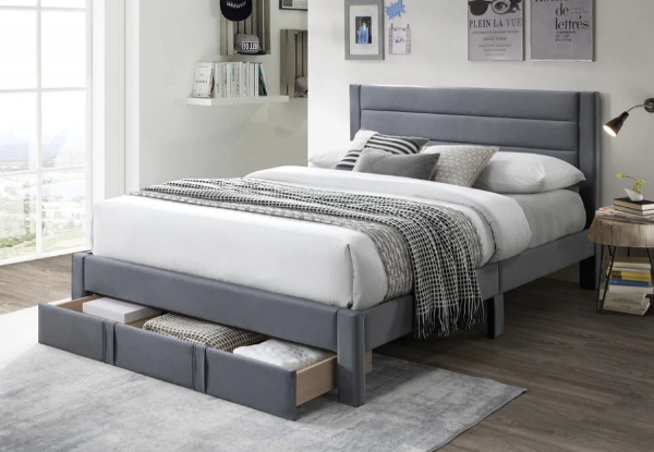 Heloise Classic Bed Frame with Drawers - Available in Two Colours & Three Sizes