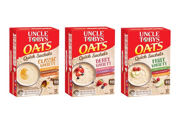 60 Sachets of Uncle Tobys Oats Available in Three Variety Flavours - Free Auckland Urban Delivery Only