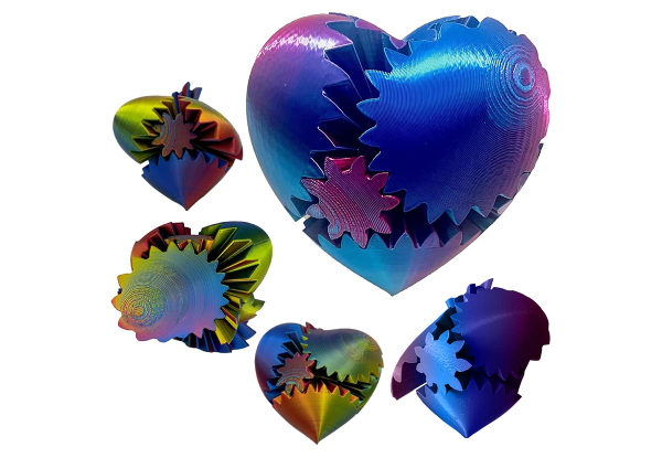 3D Printed Gear Ball Heart-Shaped Fidget Toy for Stress, Anxiety & Relaxing - Available in Four Colors & Option for Two-Pack