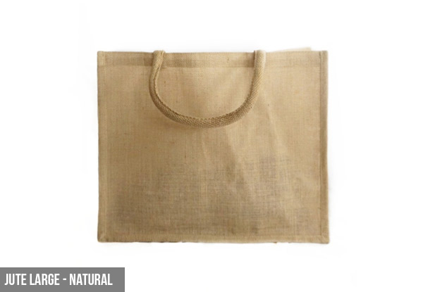 Ten-Pack of Eco-Friendly Jute Shopping Bags - Three Sizes & Three Colours Available