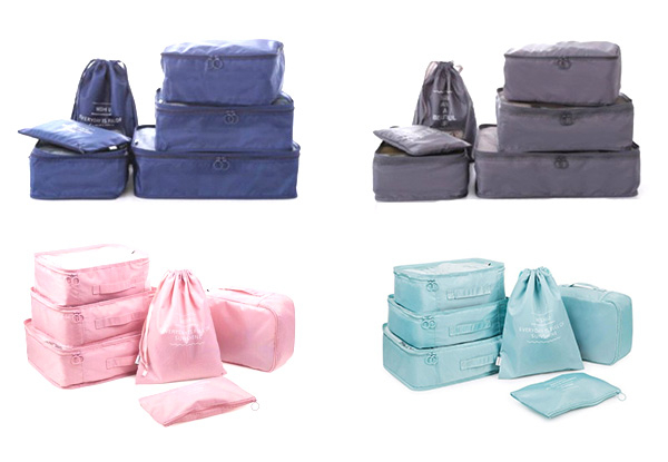 Six-Pack of Premium Quality Water-Resistant Luggage Organisers -  Four Colours Available