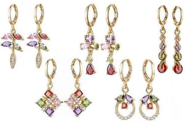 Coloured Drop Earrings - Five Options Available with Free Delivery