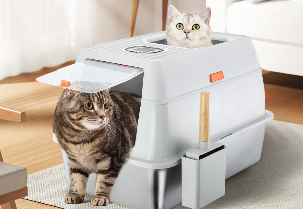 Two-in-One XL Enclosed Cat Litter Box with ABS Lid Carbon Filters