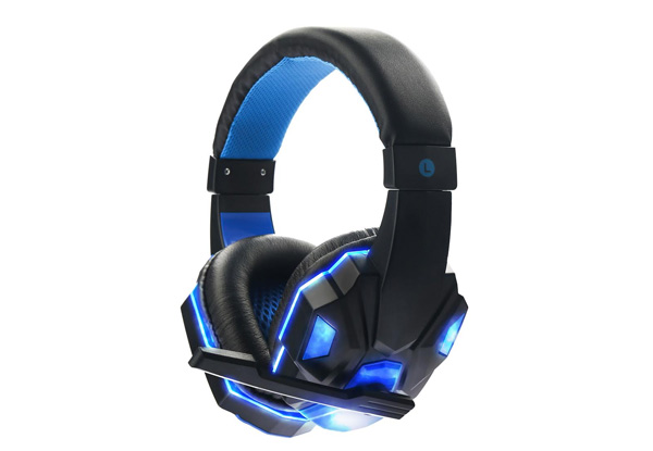 Blue LED Stereo Gaming Headset with Microphone