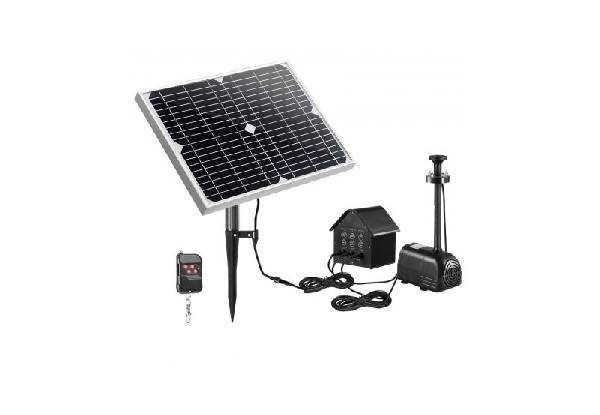 70W Solar Fountain Water Pump with Battery & LED Light