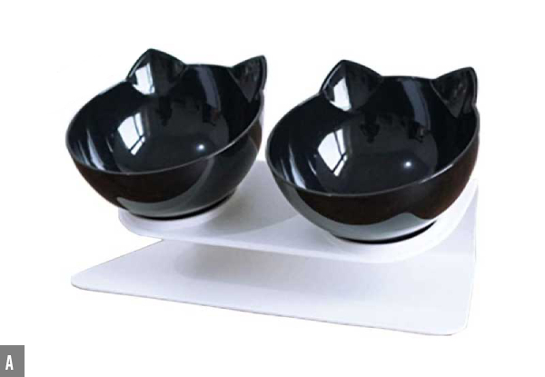 Double Elevated Tilted Cat Bowls with Raised Stand - Five Options Available