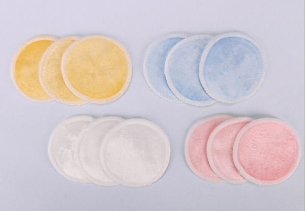 12-Pack Reusable Bamboo Makeup Remover Pads - Four Colours Available