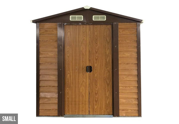 Wood-Grain Look Steel Garden Shed - Four Sizes Available