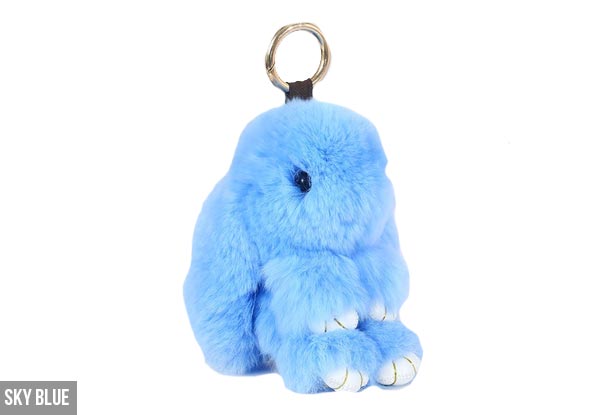 Fluffy Bunny Key Ring - Options for 14cm or 18cm & Seven Colours