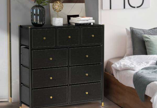 Nine-Drawer Tallboy Cabinet Dresser - Two Options Available