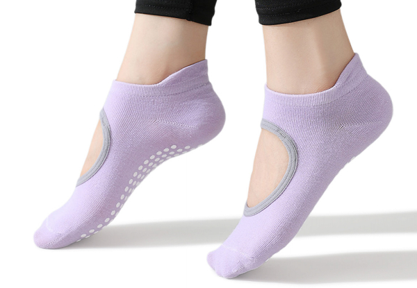 Four Pairs Women's Pilates Socks with Grips - Option for Eight Pairs