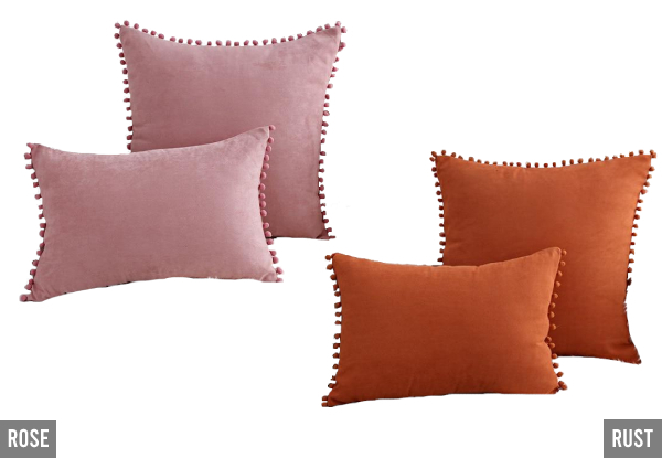 Boho Suede Pom-Pom Cushion Cover - Available in 15 Colours & Two Sizes