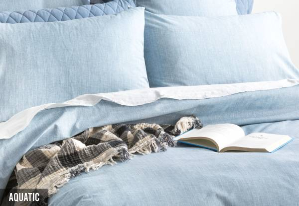 Renee Taylor Chambray Washed Cotton Quilt Cover Incl. Pillowcase - Available in Two Colours & Four Sizes