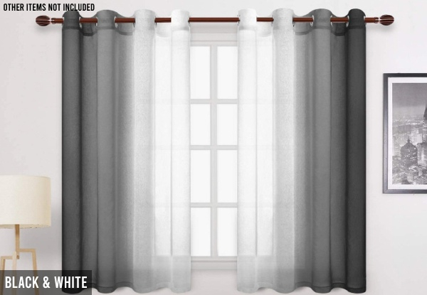 Two-Pack of Gradient Colour Sheer Curtains - 2 Sizes & 12 Colours Available