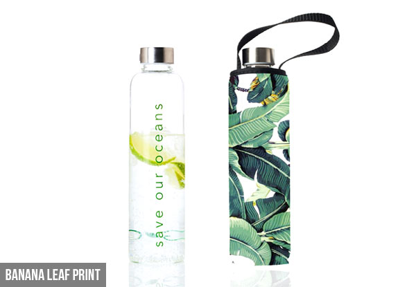 BBBYO 750ml Glass is Greener Bottle with Carry Cover - Six Styles Available