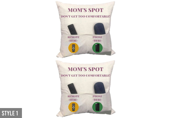 Two-Pack Novelty Cotton Linen Cushion Covers with Two Pockets - Six Styles & Four-
Pack Available