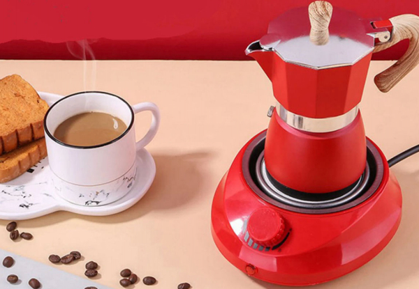 Stovetop 150ml Coffee Moka Pot with 13cm Induction Adapter Plate - Available in Three Colours