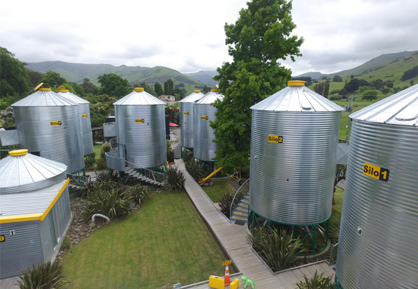 One-Night Banks Peninsula Weeknight Getaway in a Unique One-Bedroom Silo for Two People incl. Bike Hire, WiFi & Late Checkout - Sunday to Thursday Only