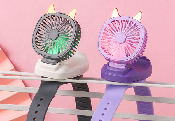USB Rechargeable Fan Watch with Colourful LED Changing Light - Four Colours Available