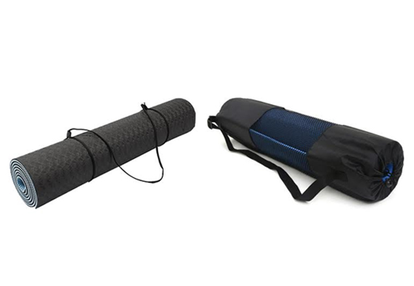 6mm Non-Slip TPE Yoga Mat with Carry Rope & Bag - Three Colours Available & Options for Two Mats