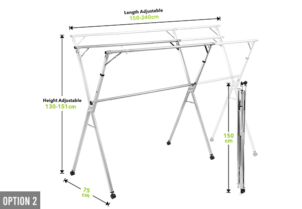 Foldable Clothes Drying Rack with 20 Hooks - Two Options Available