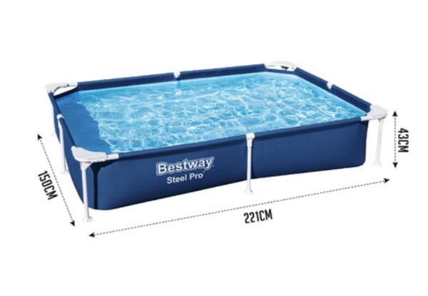 Bestway 221x150x43cm Steel Pro Frame Rectangular Pool