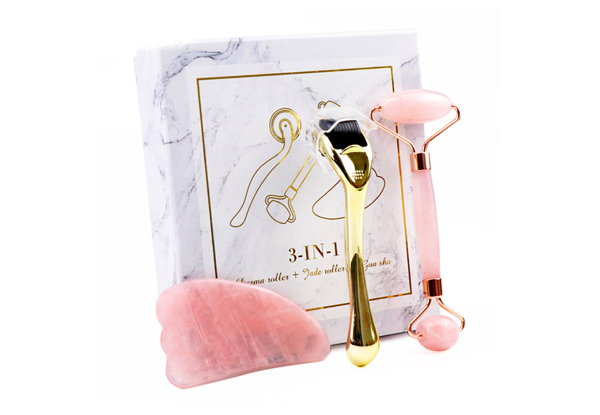 Facial Jade Roller, Gua Sha Scalp & Micro Needle Roller Set with Gift Box - Two Colours Available & Option for Two Sets