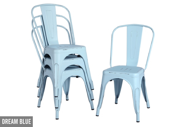 Set of Four Metal Dining Chairs - Four Colours Available