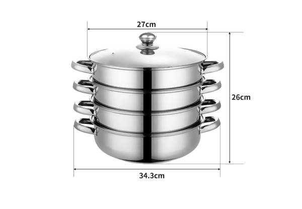 Toque Three-Tier Stainless Steel Steamer Cookware - Option for Four-Tier