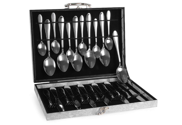 24-Piece Silver Cutlery Set with Case