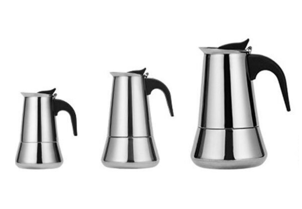 Stovetop Stainless Steel Espresso Moka Pot - Available in Three Sizes