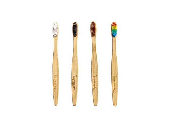 Four-Pack of Mixed Colour Bamboo Toothbrushes with Free Delivery