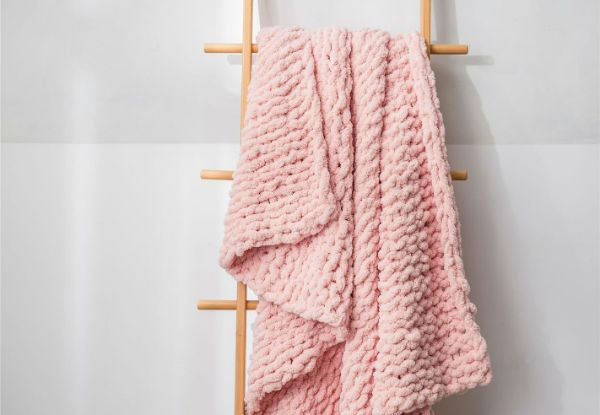 Chenille Stick Knitted Blanket - Available in Five Colours & Two Sizes