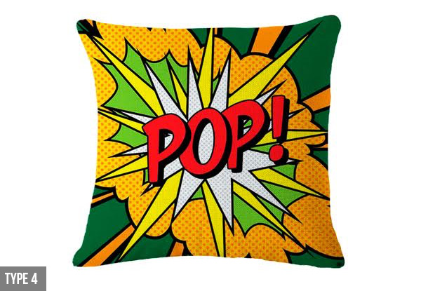Comic Punch Linen Cushion Cover - Six Designs Available