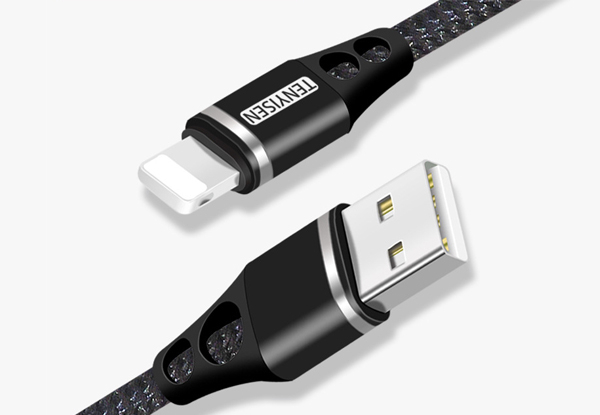 One-Metre Fast Charge USB Cable Compatible with iPhone - Five Colours Available