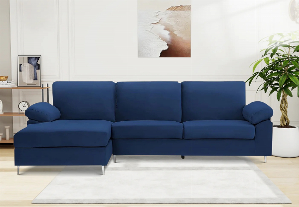 Kaveah Velvet Lounge Sectional Sofa - Available in Two Colours & Option with Left or Right Chaise