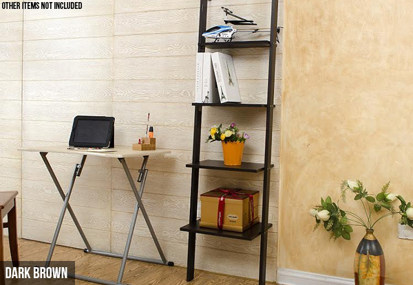 Four-Tier Leaning Ladder Bookshelf - Two Colours Available