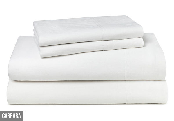 Canningvale Sogno Linen Cotton Blend Sheet Set - Two Sizes & Five Colours Available with Free Delivery