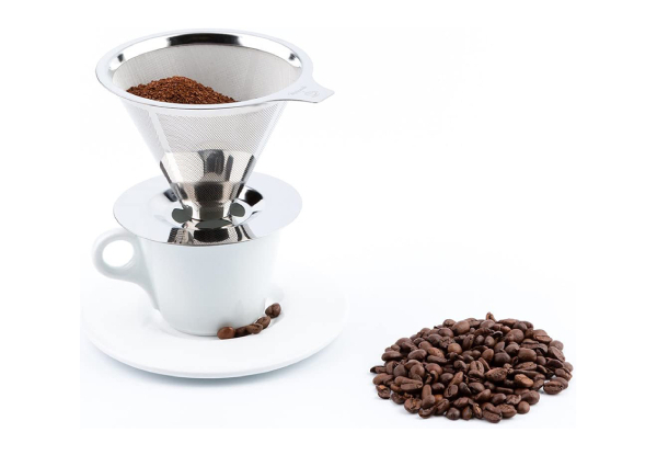 Stainless Steel Reusable Drip Cone Coffee Filter - Two Sizes Available