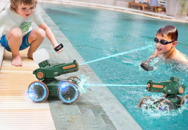 Amphibious RC Stunt Car Boat with Water Gun Toy - Two Colours Available