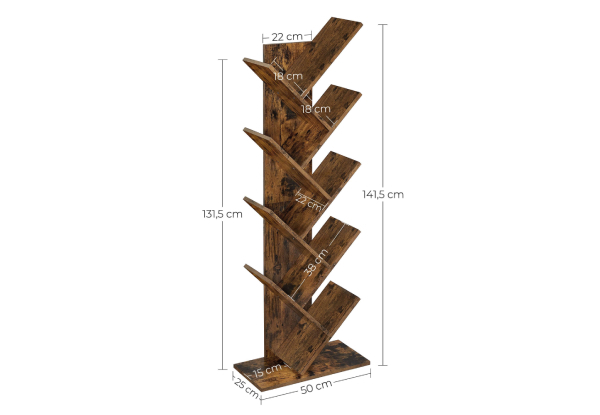 Vasagle Eight-Tier Tree Bookshelf with Wooden Shelves