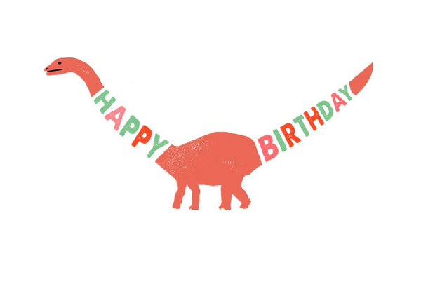 Happy Birthday Dinosaur Wall Banner - Three Colours Available & Option for Two