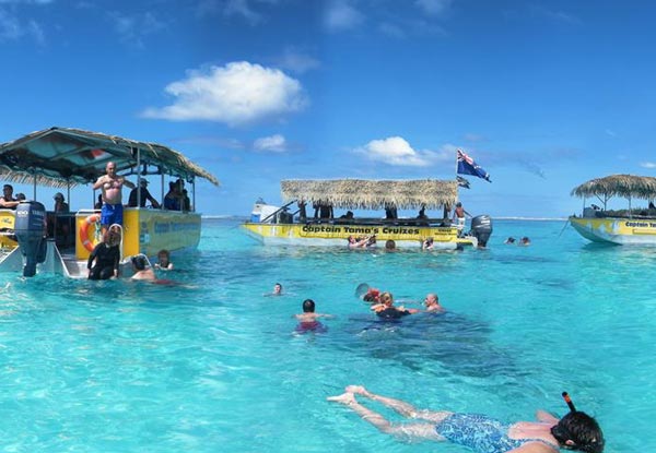 Rarotonga Glass Bottom Boat Snorkelling Lagoon Cruise for One Incl. a Fresh Fish BBQ & Snorkelling Gear