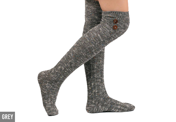 Women's Cotton Knit Knee-High Boot Socks - Available in Six Colours